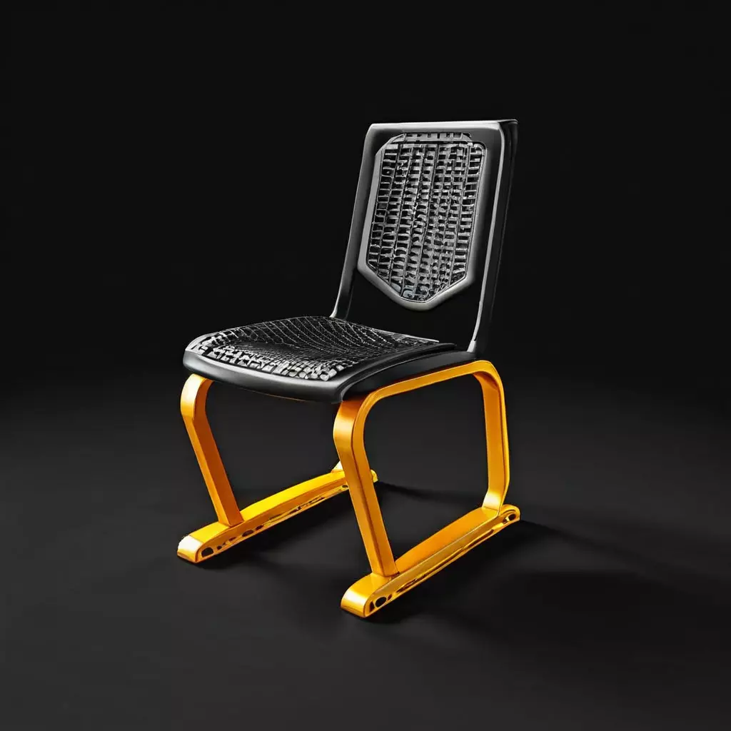 Modern Black and Gold Designer Chair Low-poly 3D model_0