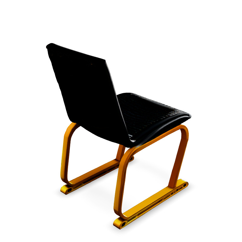 Modern Black and Gold Designer Chair Low-poly 3D model_5
