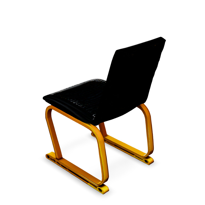 Modern Black and Gold Designer Chair Low-poly 3D model_4
