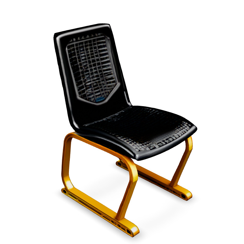Modern Black and Gold Designer Chair Low-poly 3D model_2