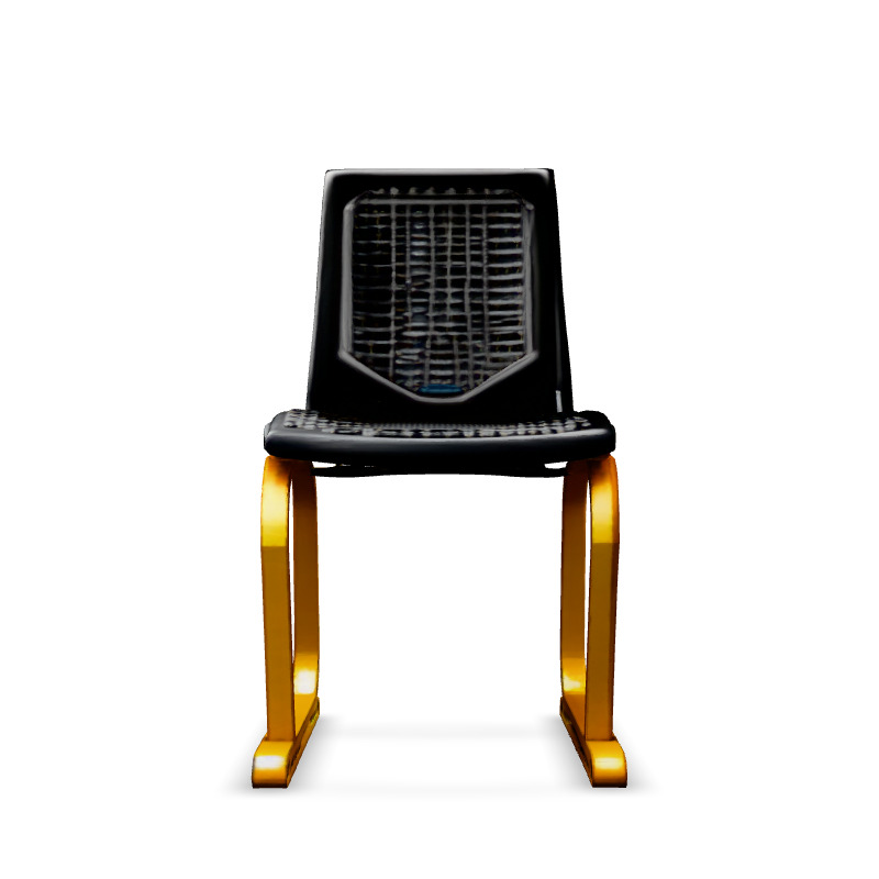 Modern Black and Gold Designer Chair Low-poly 3D model_3