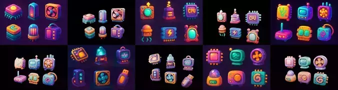 HardWare 3d icon bundle 9 pack 100 glb