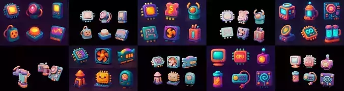 HardWare 3d icon bundle 8 pack 100 glb