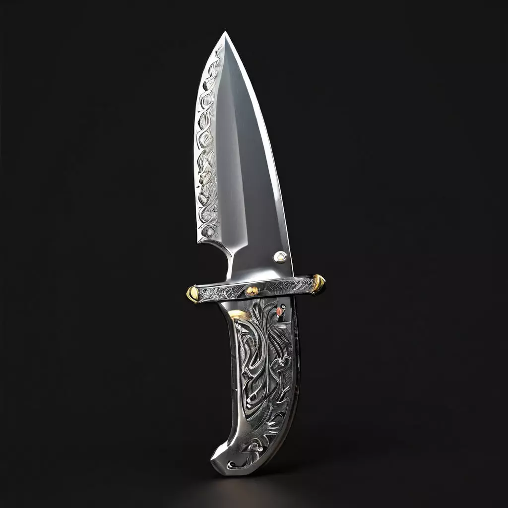 Ornate Engraved Dagger 3D Model Low-poly 3D model_0