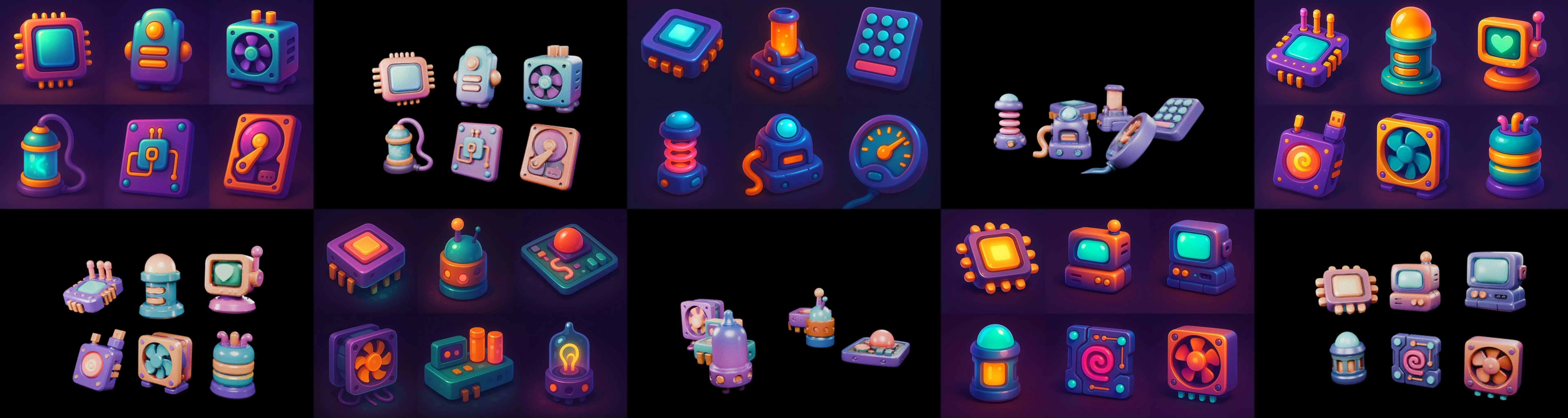 HardWare 3d icon bundle 7 pack 100 glb 3D model_0