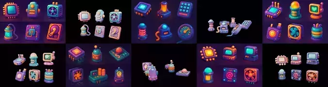 HardWare 3d icon bundle 7 pack 100 glb