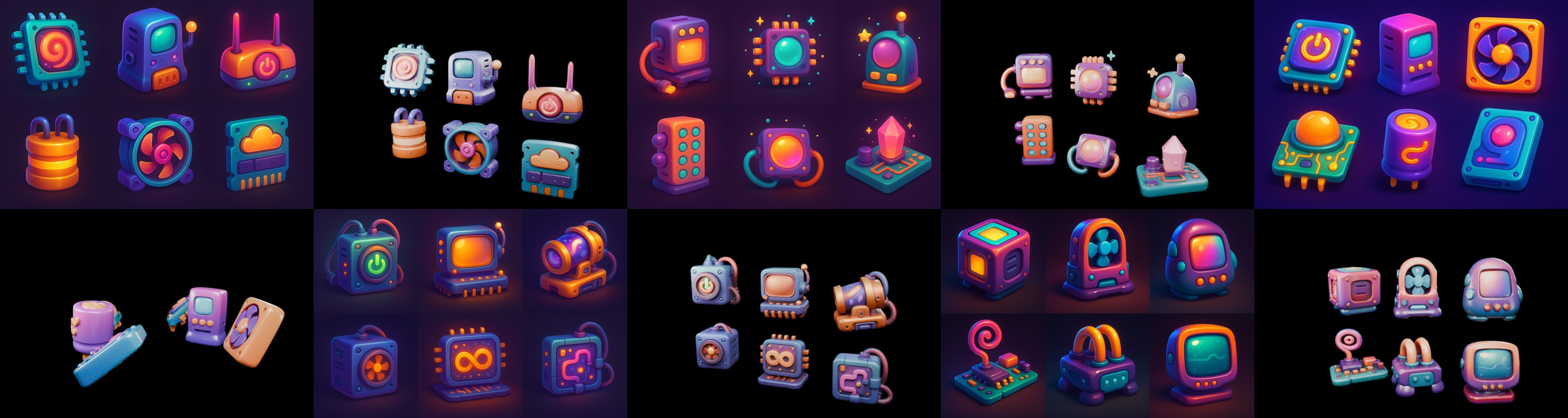 HardWare 3d icon bundle 7 pack 100 glb 3D model_1