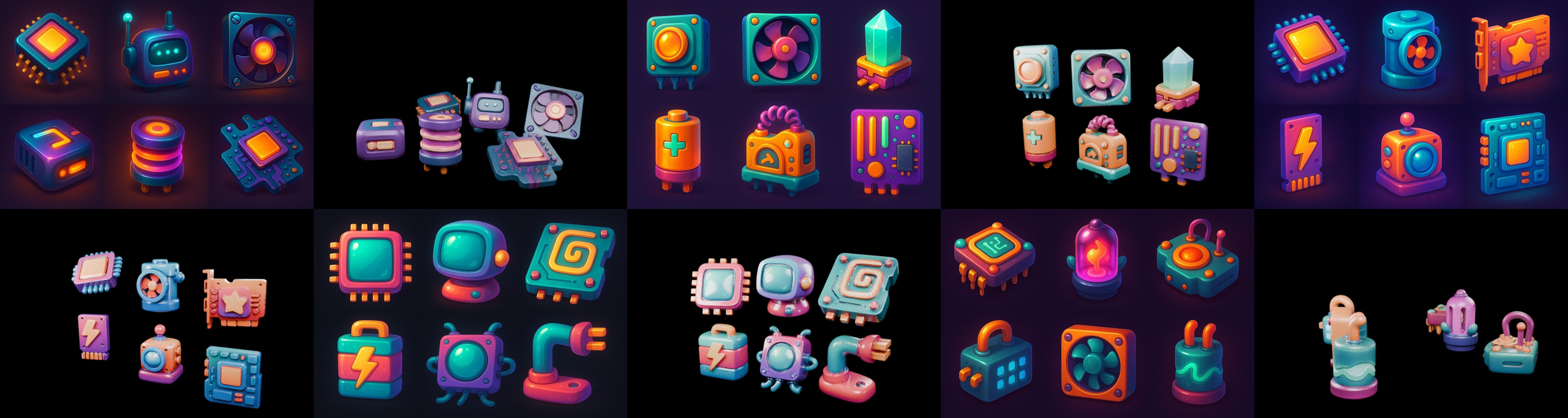 HardWare 3d icon bundle 7 pack 100 glb 3D model_14