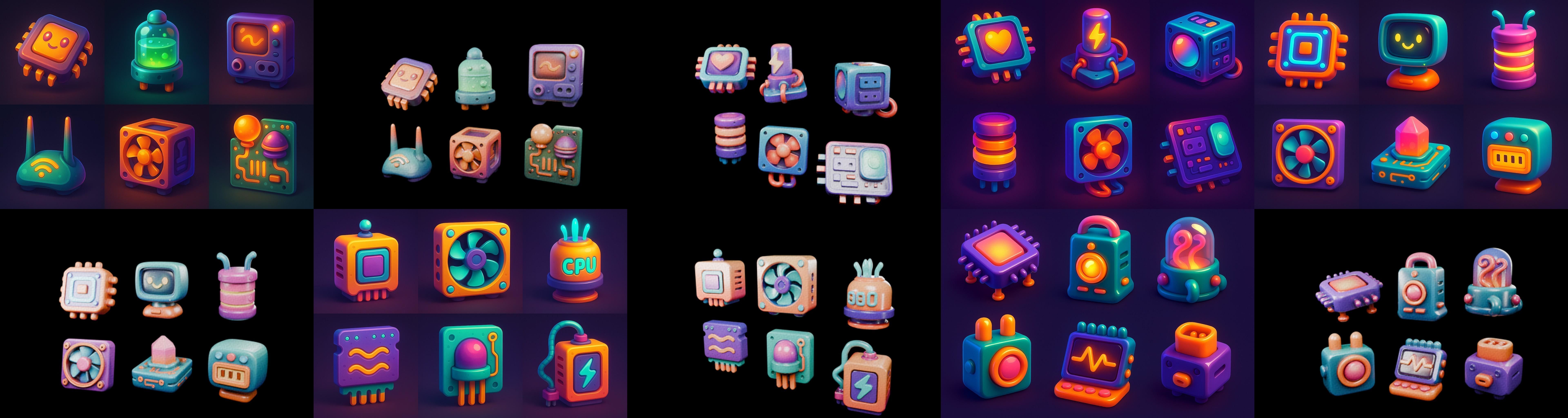 HardWare 3d icon bundle 7 pack 100 glb 3D model_10