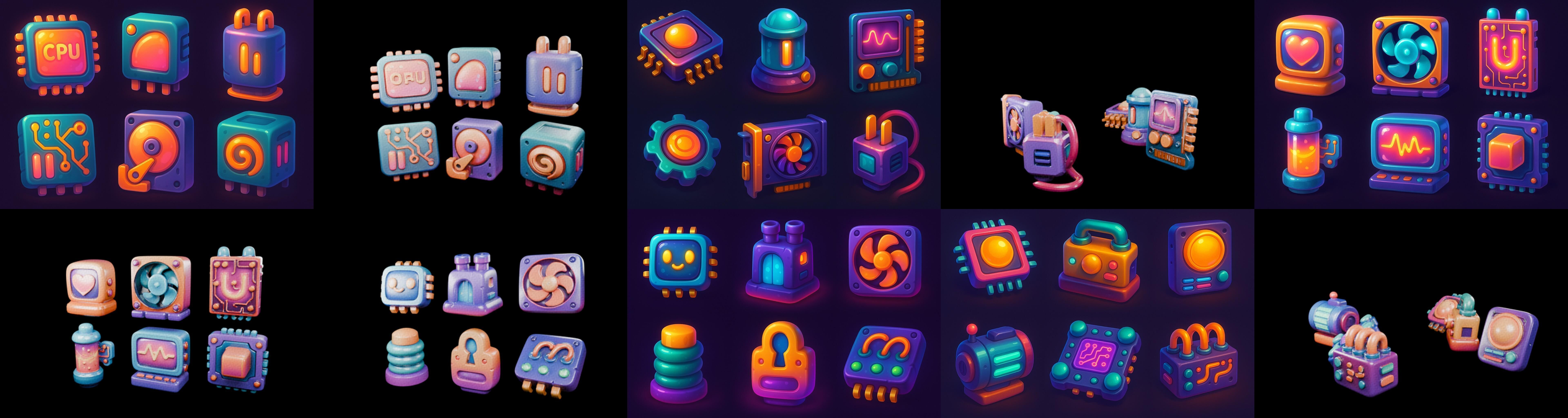 HardWare 3d icon bundle 7 pack 100 glb 3D model_18