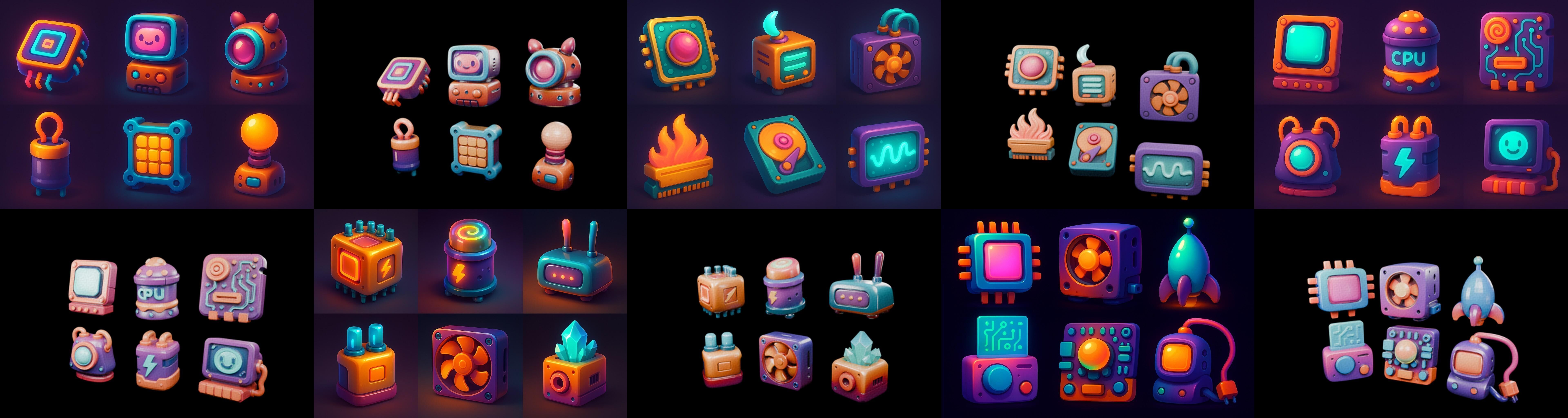 HardWare 3d icon bundle 7 pack 100 glb 3D model_12