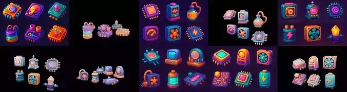 HardWare 3d icon bundle 6 pack 100 glb