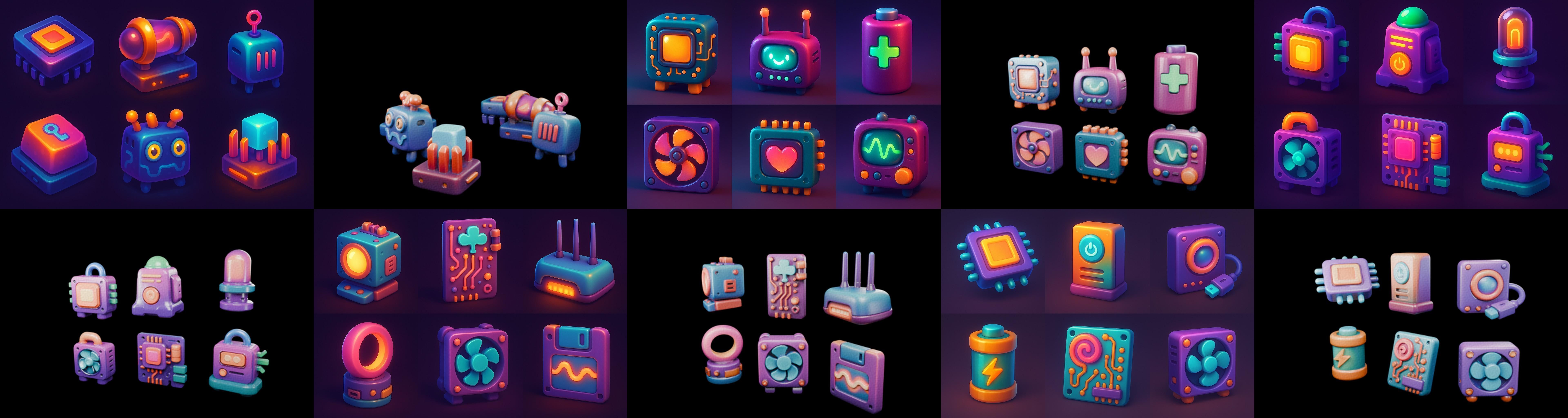 HardWare 3d icon bundle 4 pack 100 glb 3D model_6