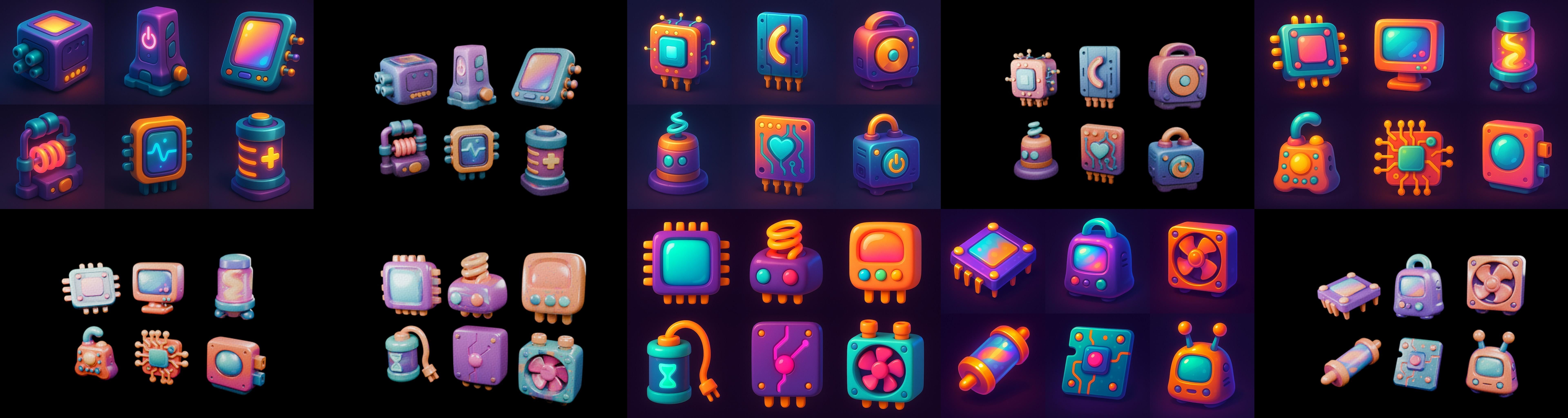 HardWare 3d icon bundle 4 pack 100 glb 3D model_5