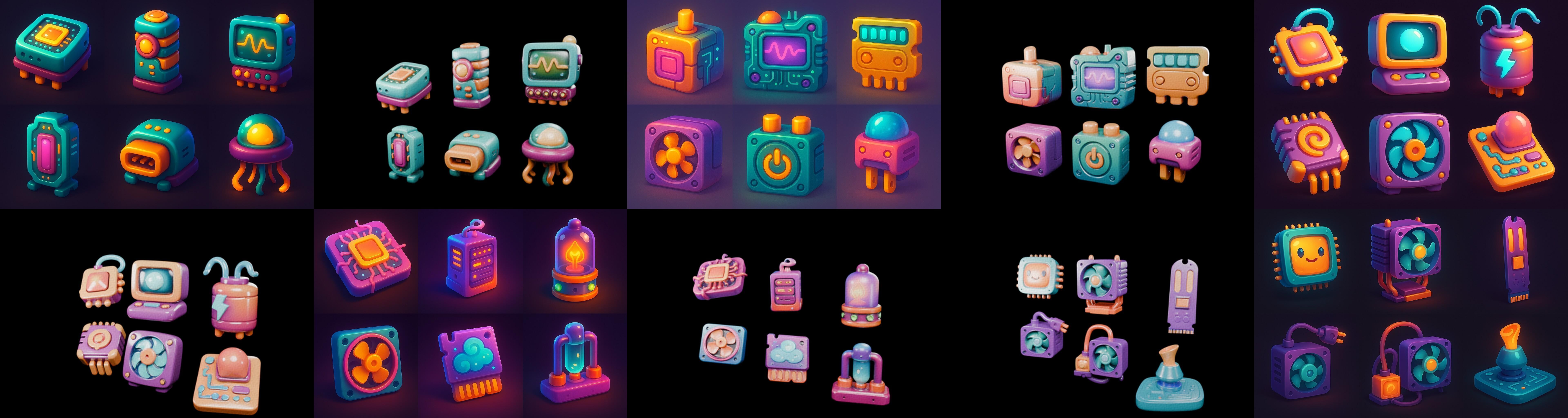 HardWare 3d icon bundle 4 pack 100 glb 3D model_8