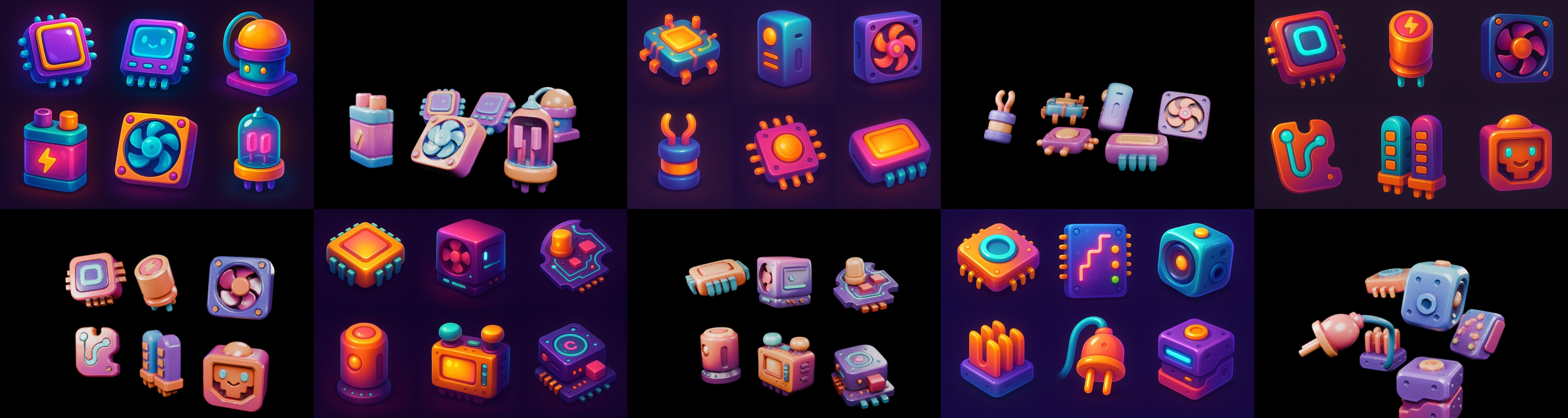 HardWare 3d icon bundle 4 pack 100 glb 3D model_13