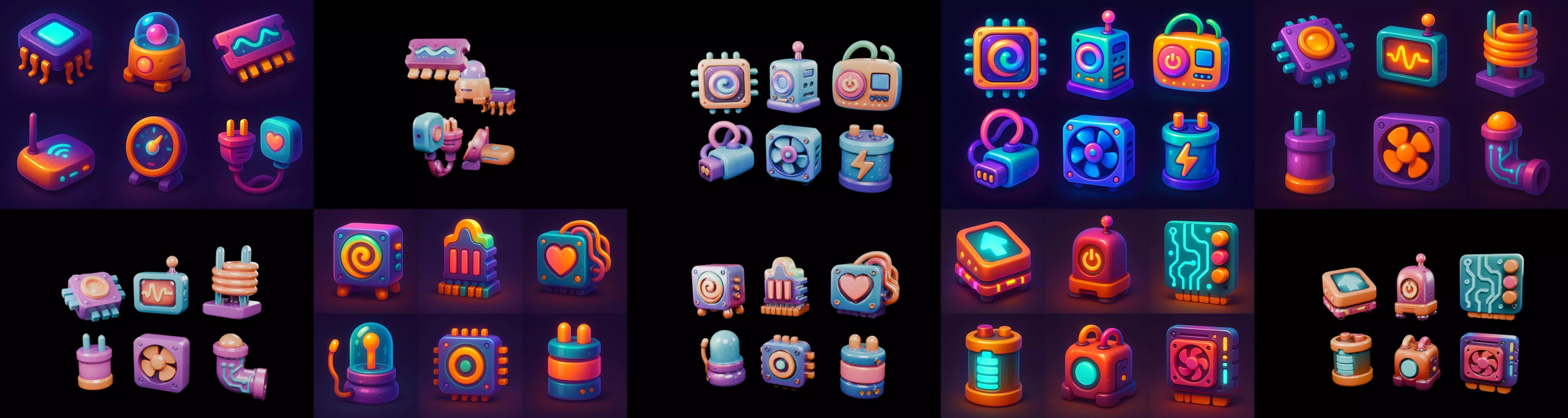 HardWare 3d icon bundle 4 pack 100 glb 3D model_0