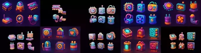 HardWare 3d icon bundle 4 pack 100 glb