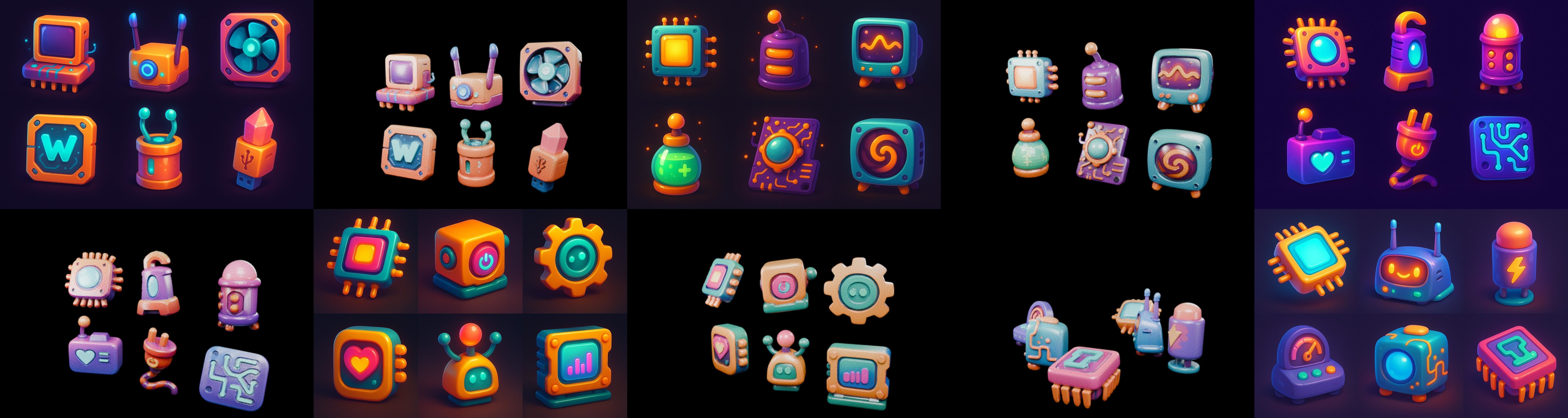 HardWare 3d icon bundle 4 pack 100 glb 3D model_2