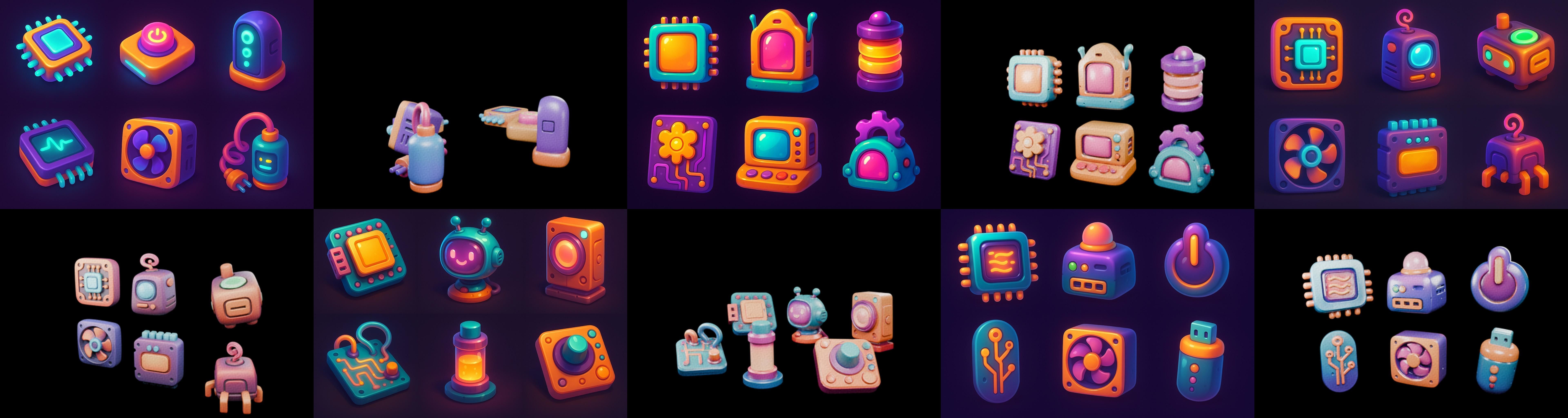 HardWare 3d icon bundle 4 pack 100 glb 3D model_3