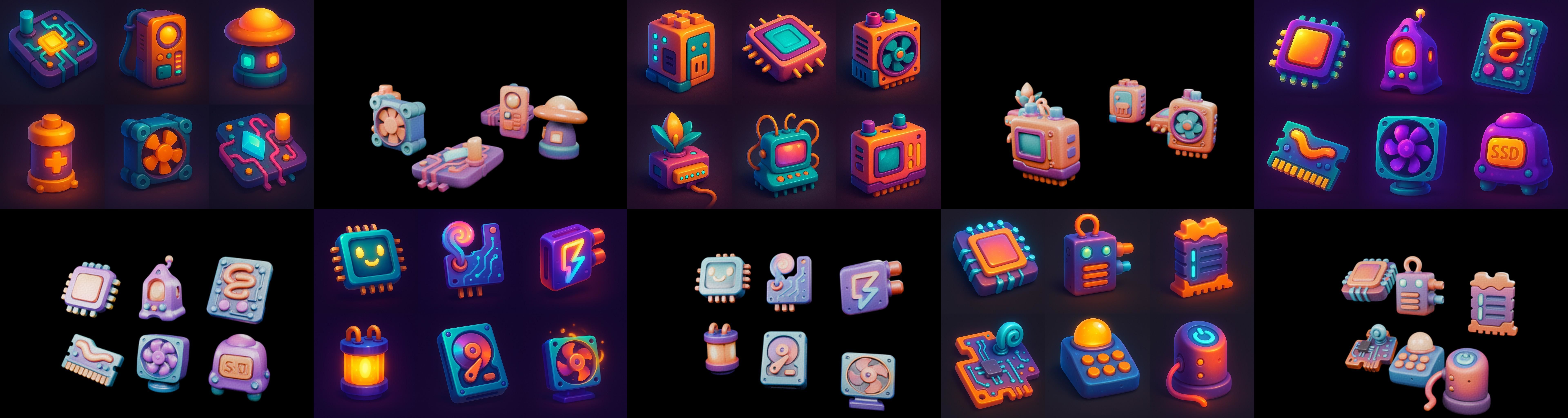 HardWare 3d icon bundle 4 pack 100 glb 3D model_19