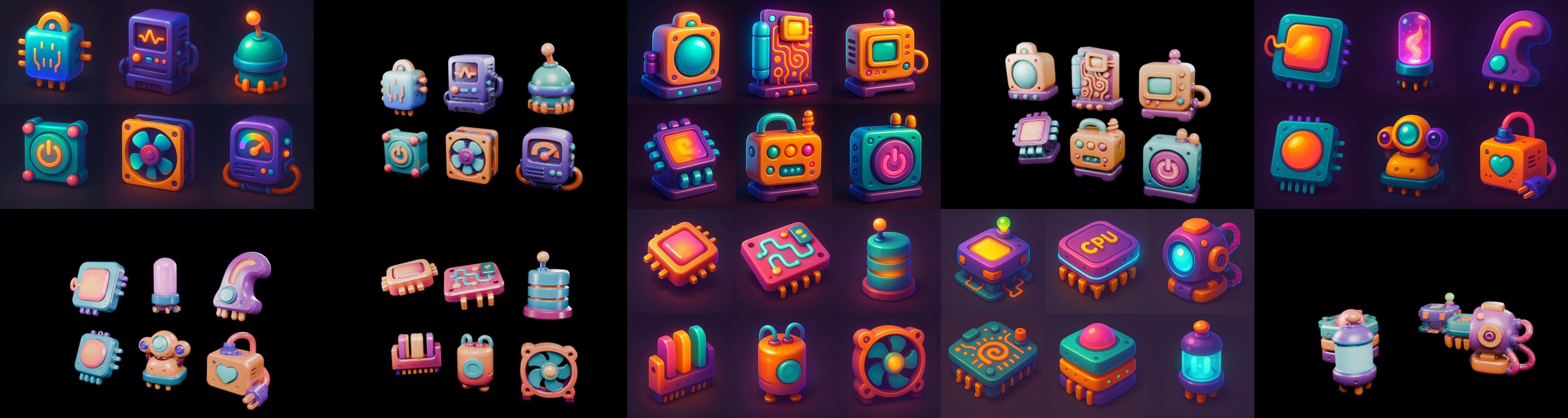 HardWare 3d icon bundle 4 pack 100 glb 3D model_16