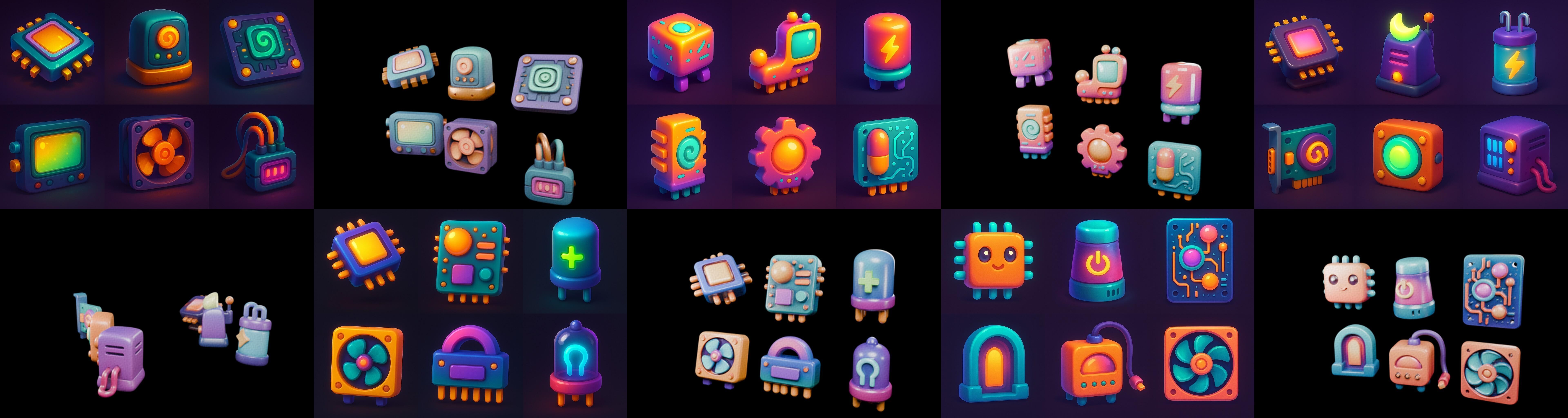 HardWare 3d icon bundle 4 pack 100 glb 3D model_11