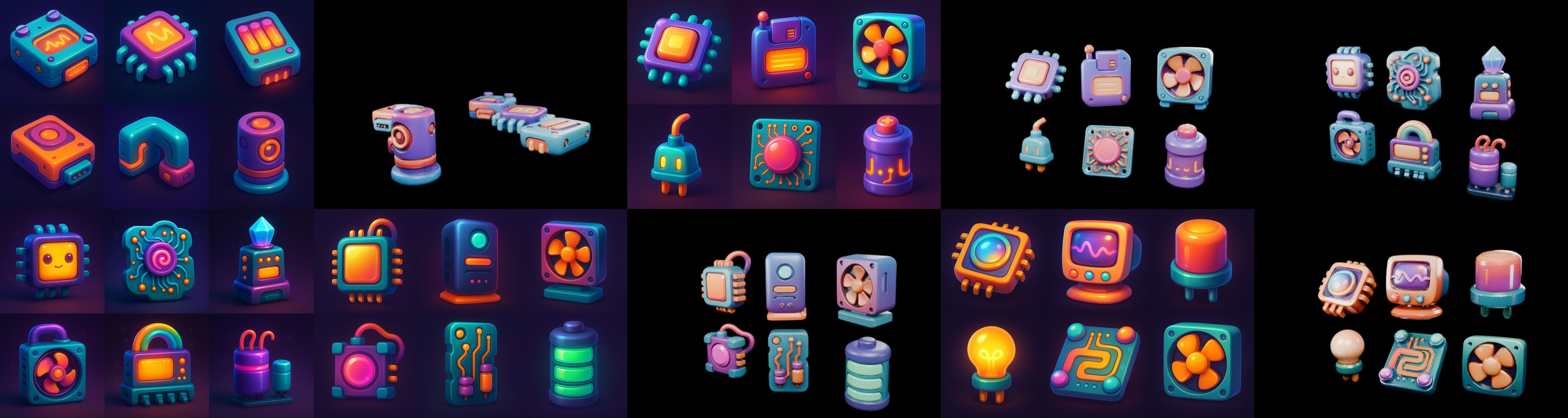 HardWare 3d icon bundle 4 pack 100 glb 3D model_4