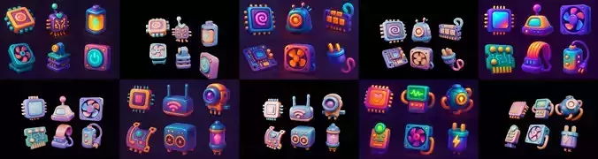 HardWare 3d icon bundle 2 pack 100 glb