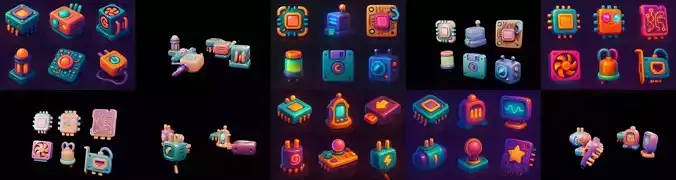 HardWare 3d icon bundle 11 pack 100 glb