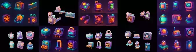 HardWare 3d icon bundle 10 pack 100 glb