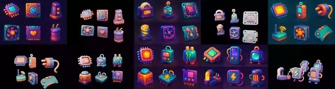 HardWare 3d icon bundle 1 pack 100 glb
