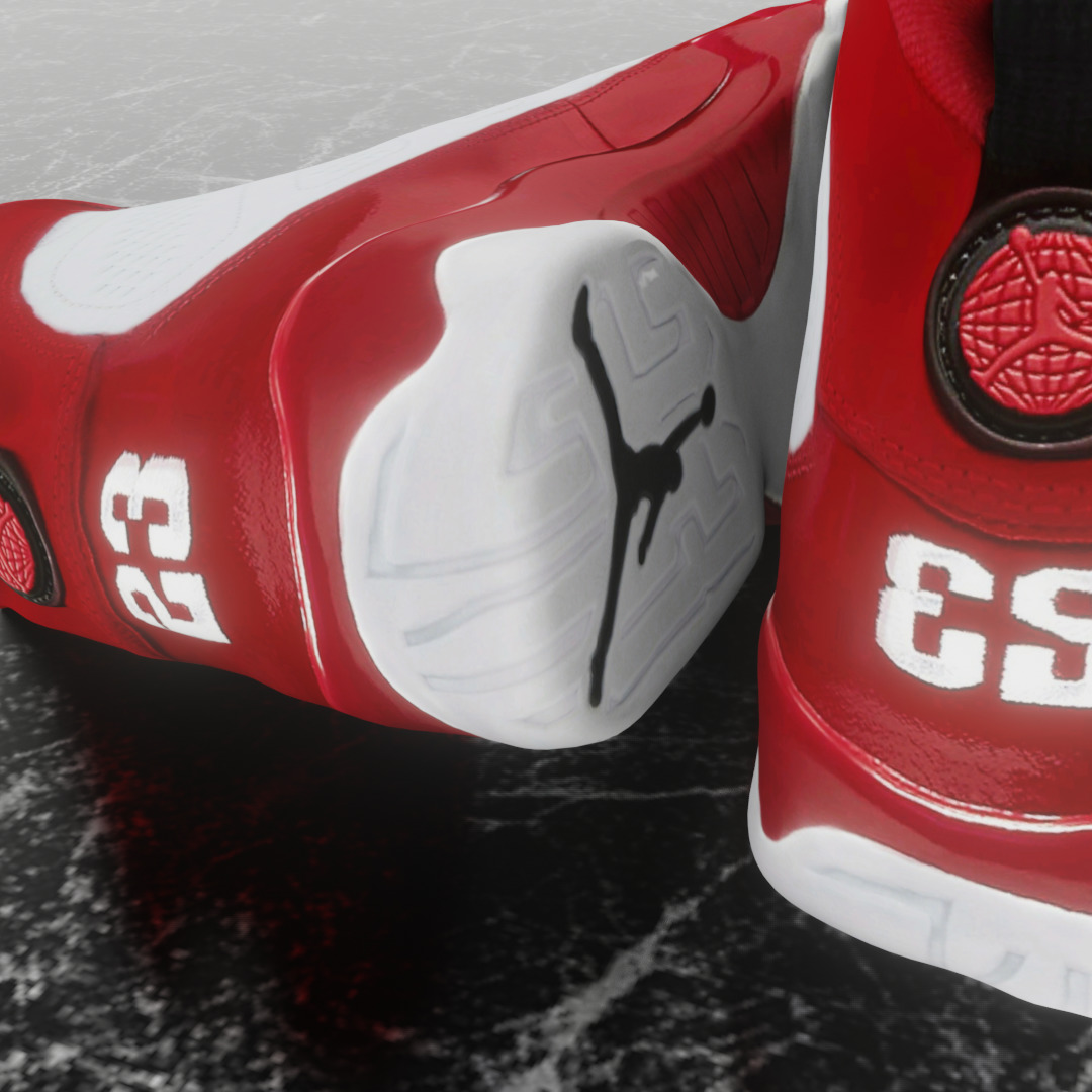 AIR JORDAN 9 WHITE RED 3D SHOES Low-poly 3D model_9