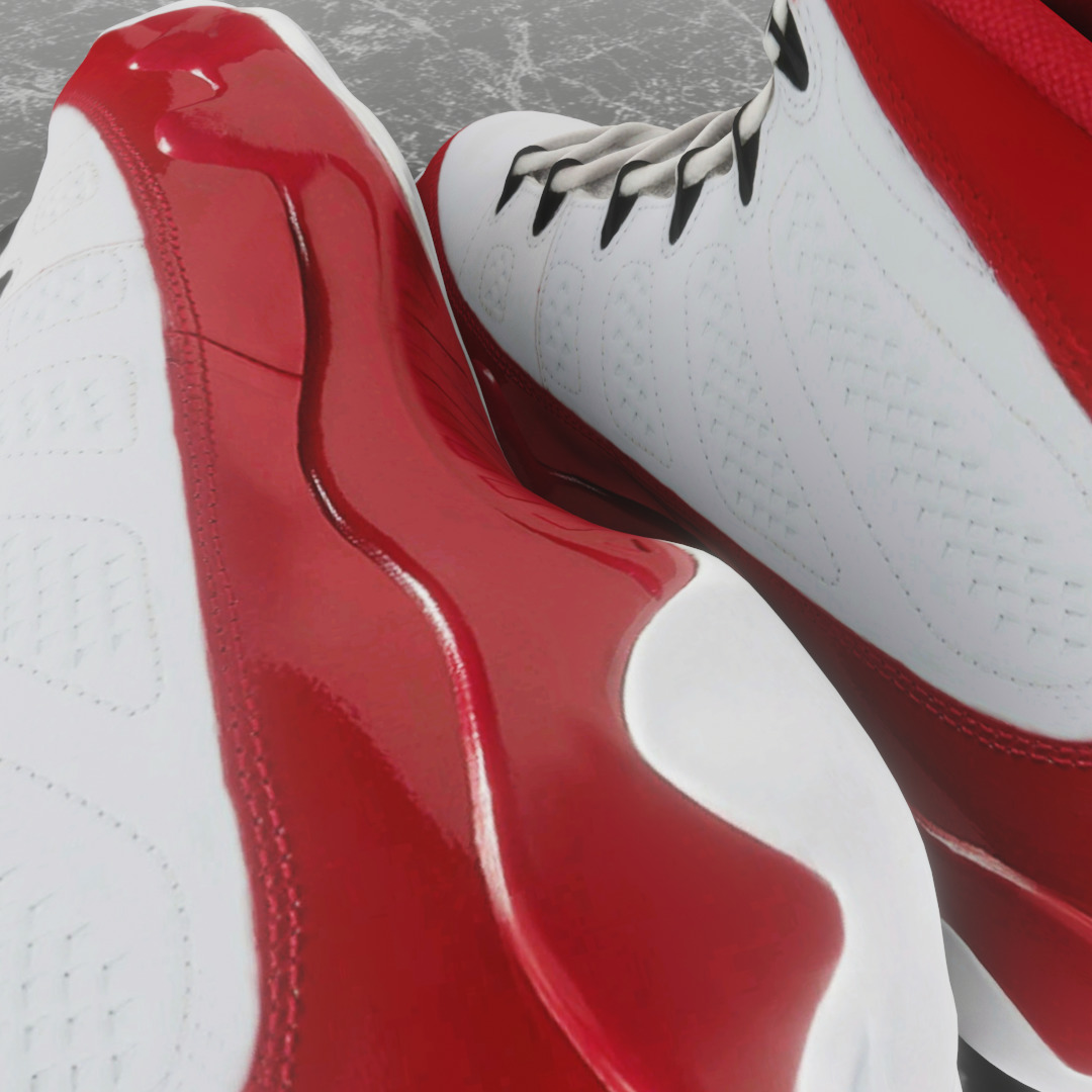 AIR JORDAN 9 WHITE RED 3D SHOES Low-poly 3D model_8