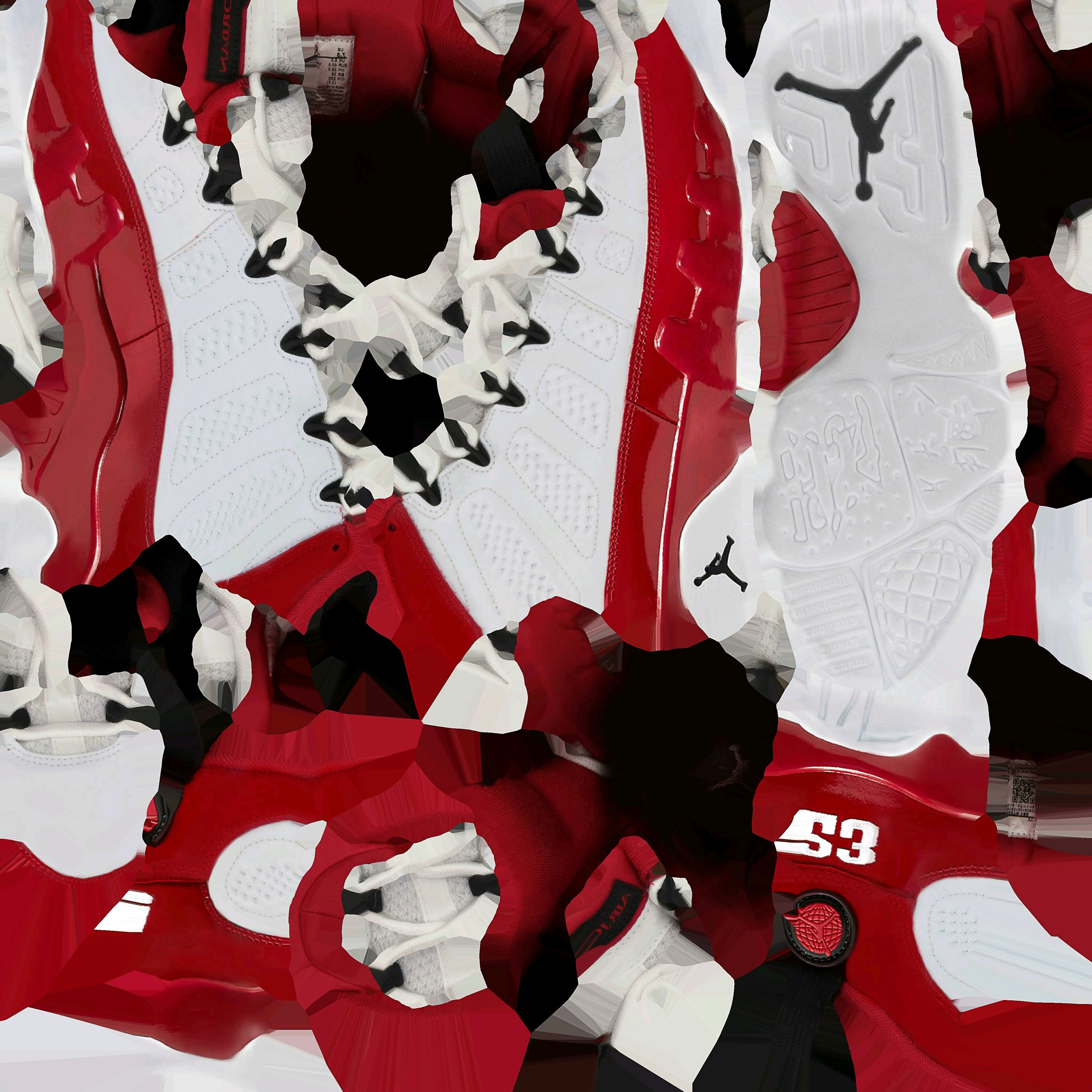 AIR JORDAN 9 WHITE RED 3D SHOES Low-poly 3D model_16