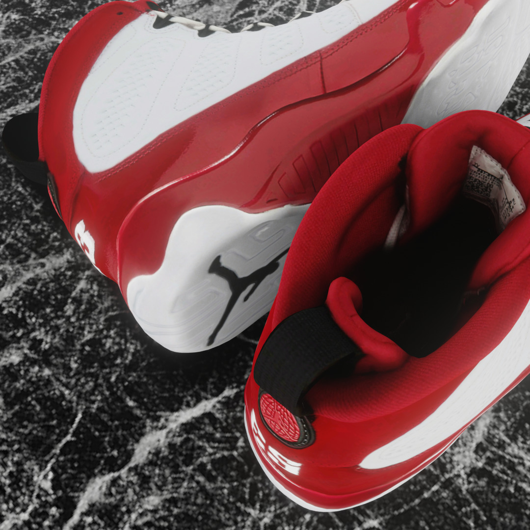 AIR JORDAN 9 WHITE RED 3D SHOES Low-poly 3D model_15