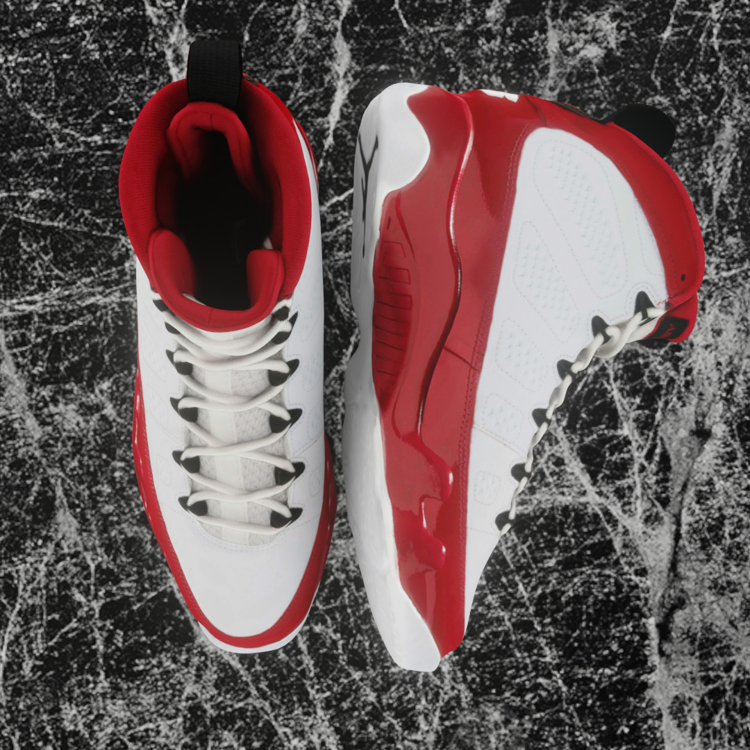 AIR JORDAN 9 WHITE RED 3D SHOES Low-poly 3D model_2