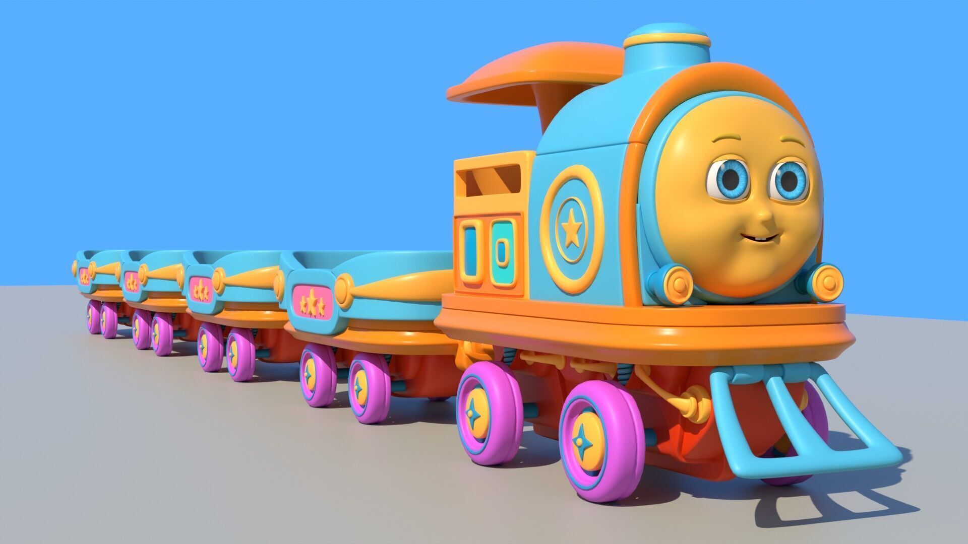 Cartoon Baby Train 3D model Low-poly 3D model_4