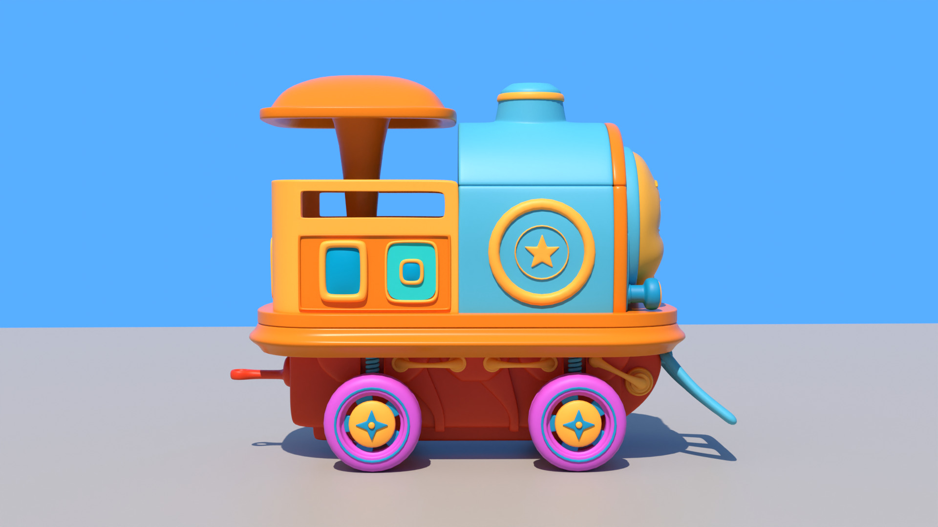 Cartoon Baby Train 3D model Low-poly 3D model_1
