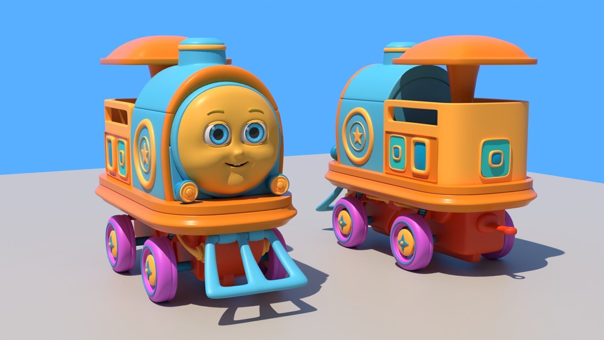 Cartoon Baby Train 3D model Low-poly 3D model_2