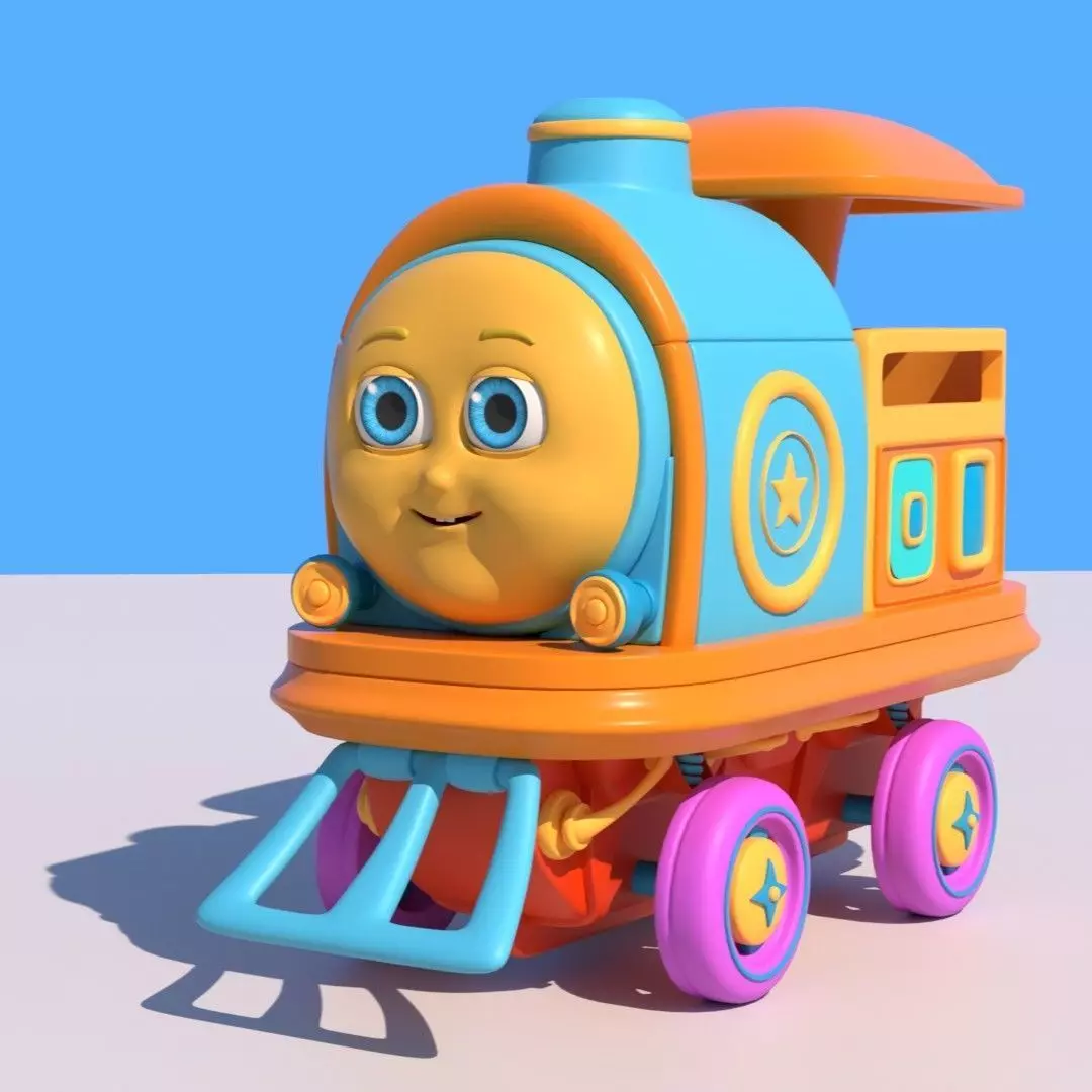 Cartoon Baby Train 3D model Low-poly 3D model_0