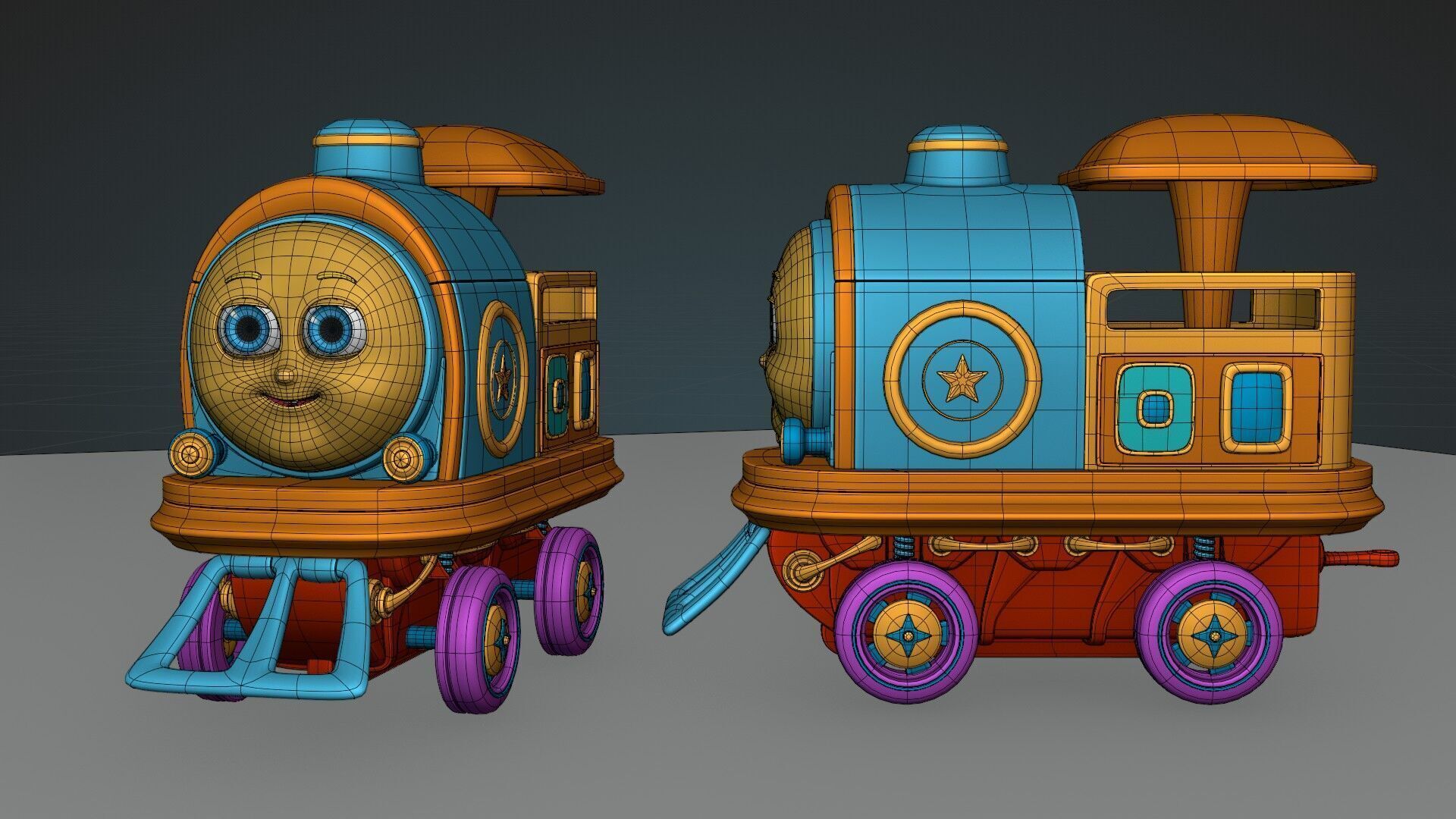 Cartoon Baby Train 3D model Low-poly 3D model_5