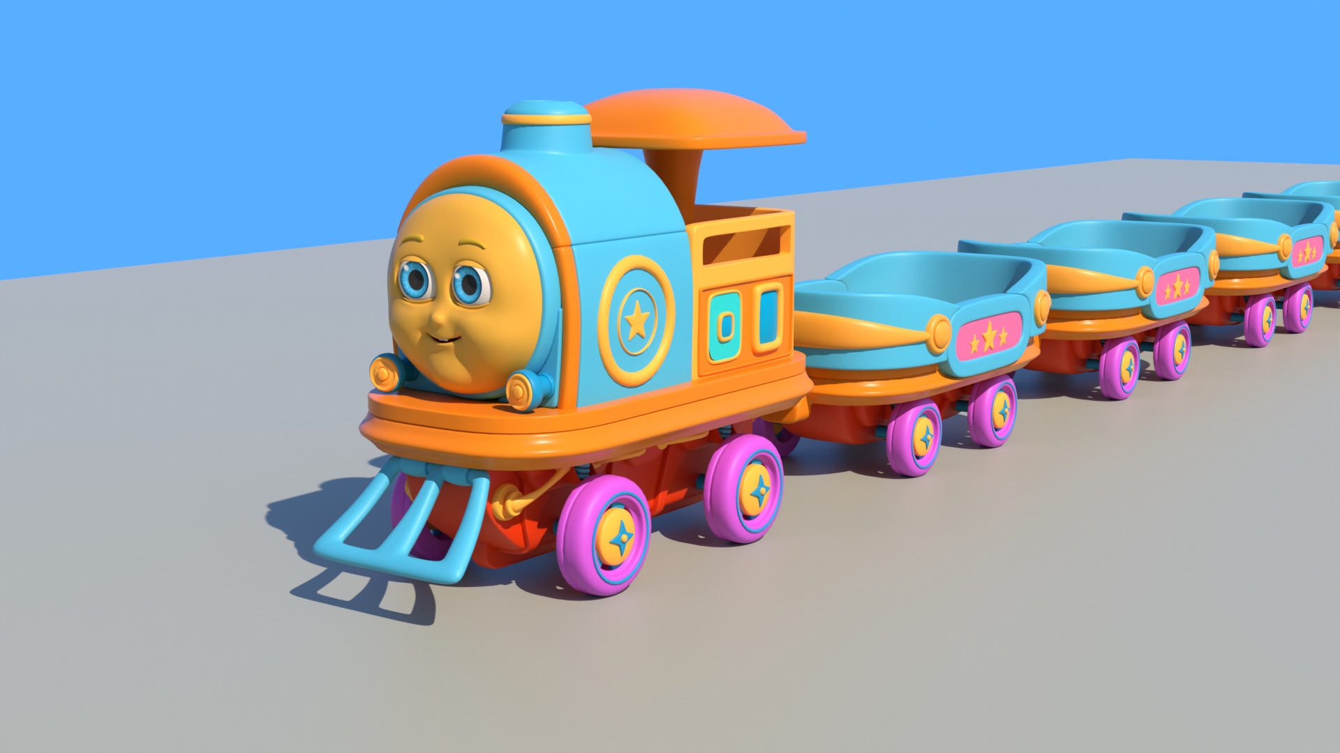 Cartoon Baby Train 3D model Low-poly 3D model_3