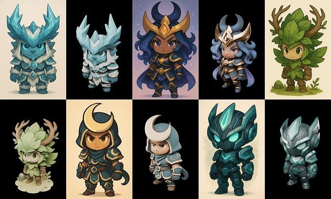 Game Character Marvelous Stylized bundle 8 pack 100 glb