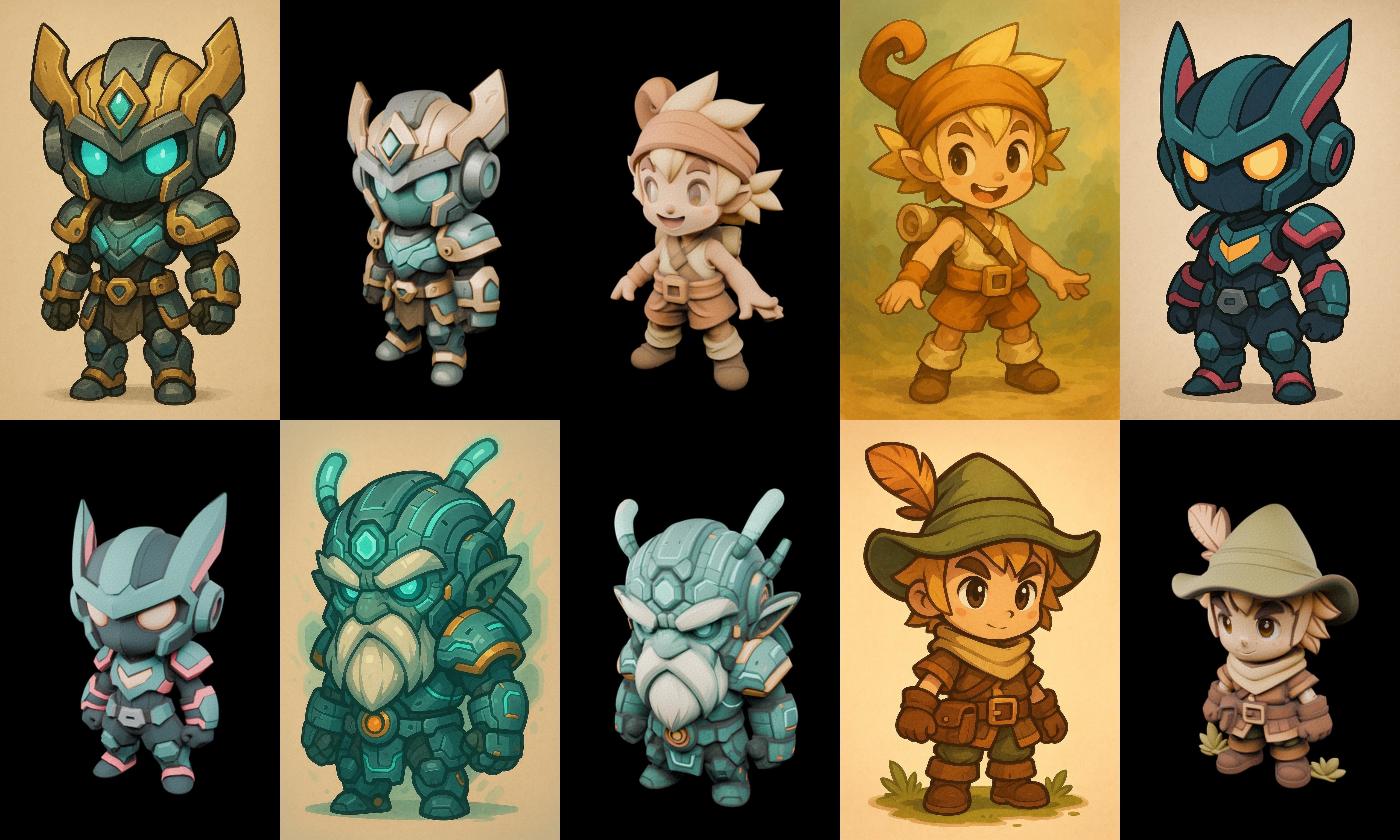 Game Character Marvelous Stylized bundle 7 pack 100 glb Low-poly 3D model_1