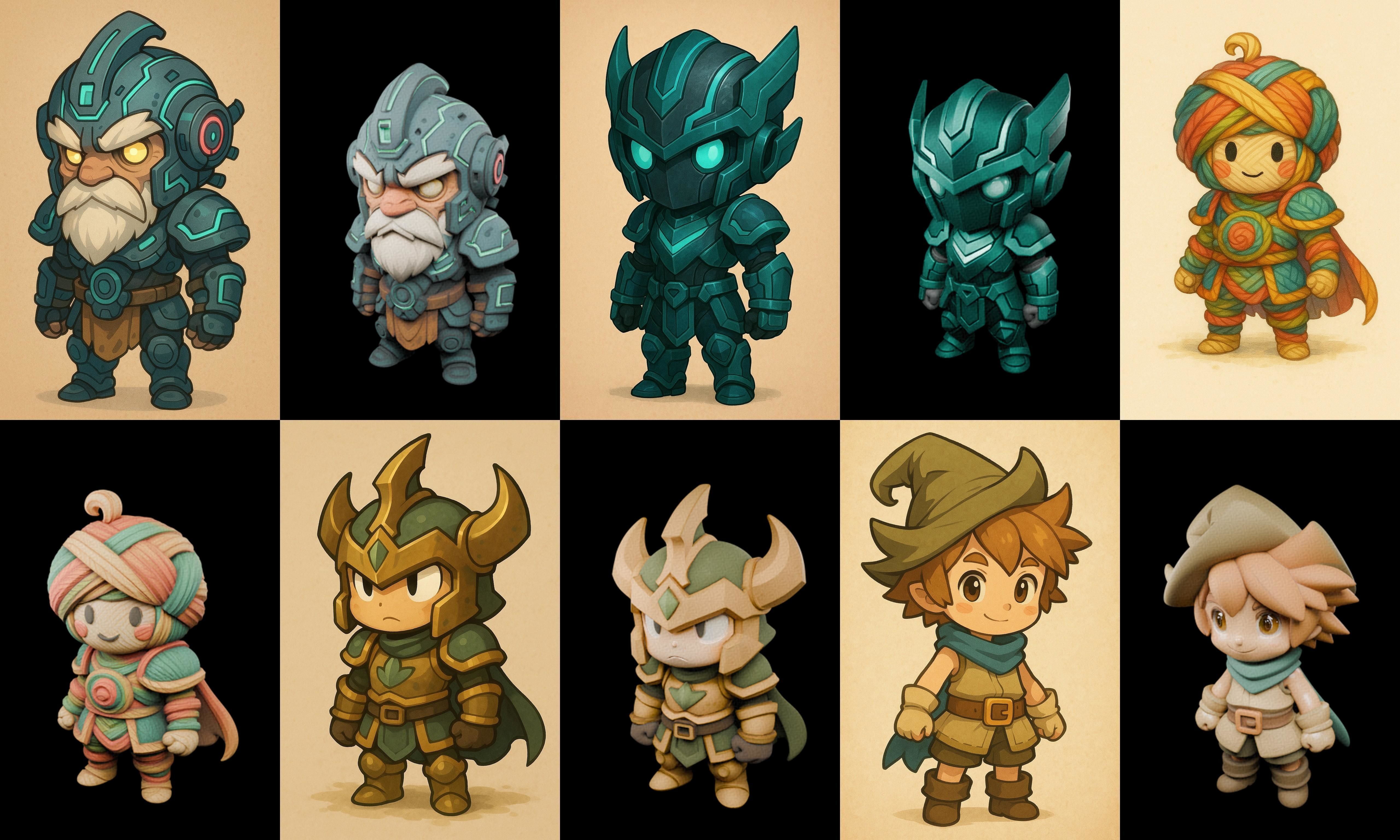 Game Character Marvelous Stylized bundle 7 pack 100 glb Low-poly 3D model_2