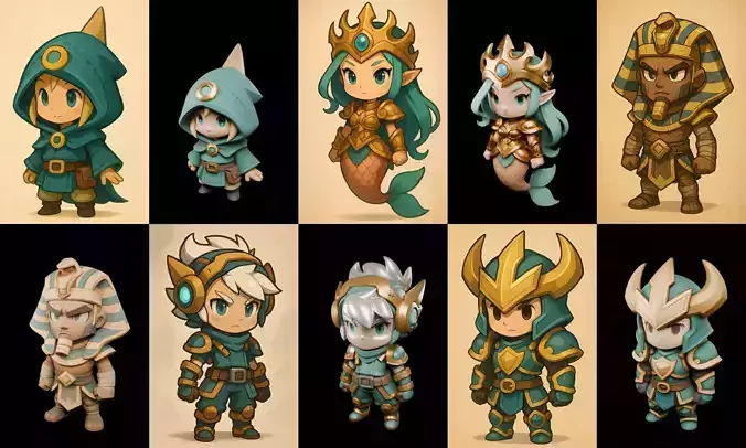 Game Character Marvelous Stylized bundle 37 pack 98 glb