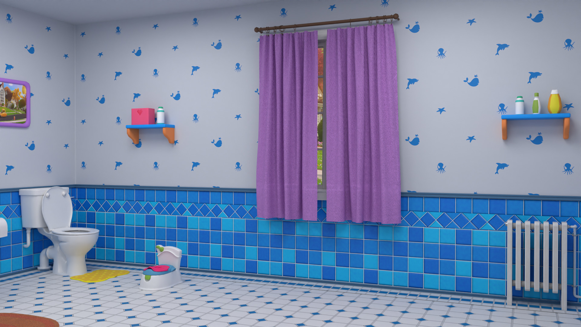 Cartoon Bathroom Low-poly 3D model_2