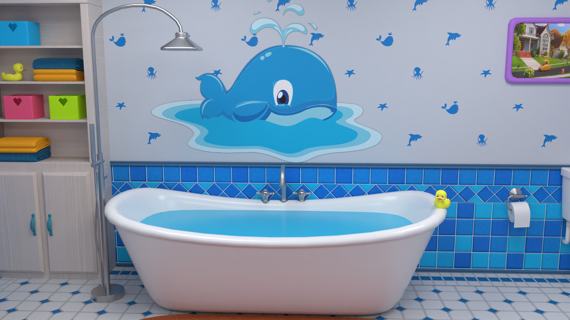 Cartoon Bathroom Low-poly 3D model_4