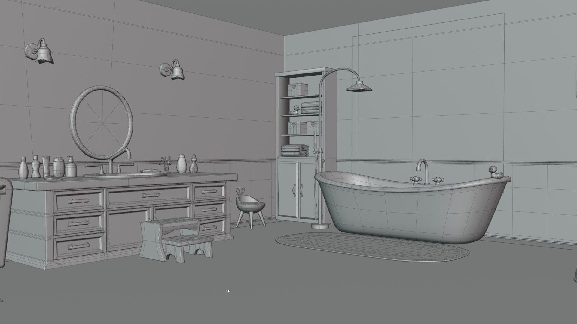 Cartoon Bathroom Low-poly 3D model_5
